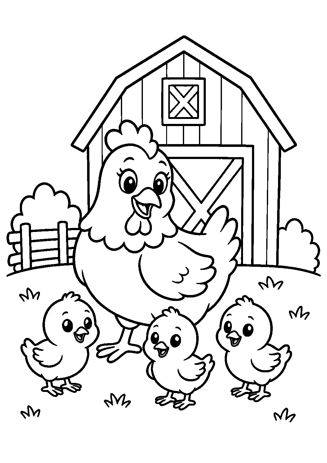 Galinha com três pintinhos