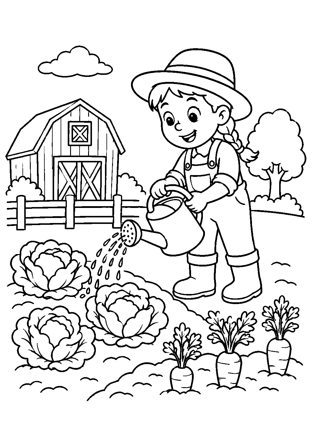 Menina regando a horta